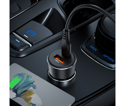 Мощно Зарядно за Кола Acefast B12, 60W, USB-C + USB-A, Черно - Image 2