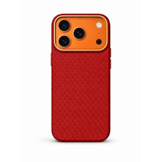 Премиум Карбонов Кейс за iPhone 17 - Червен