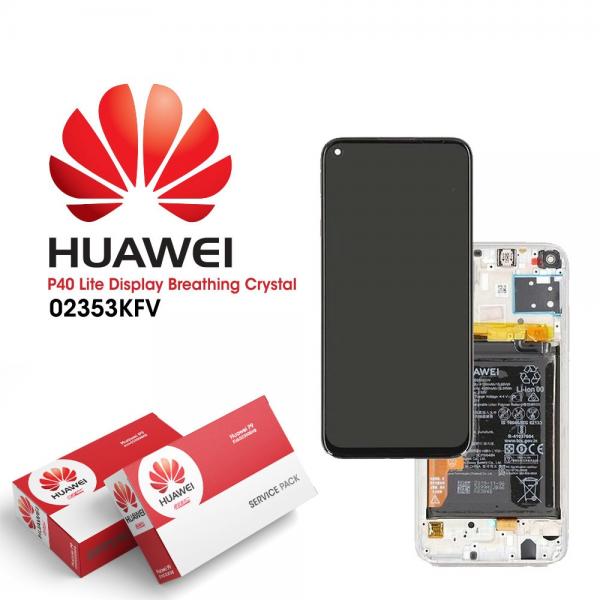 LCD Дисплей за Huawei P40 Lite 5G (2020) / CDY-NX9A / 02353SUQ / Тъч скрийн / Рамка / Батерия / Сребърен / Оригинал Service pack