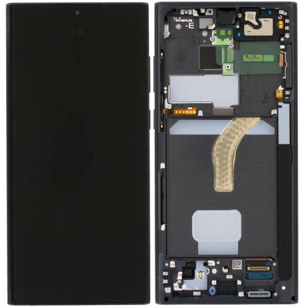 LCD Дисплей за Samsung SM-S908F S22 Ultra / GH82-27488E / 27489E / Тъч скрийн + рамка / Графит / Оригинал Service Pack