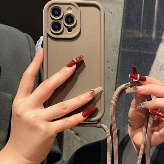 TP-16 Силиконов калъф с връзка за iPhone 11 - Кафяв