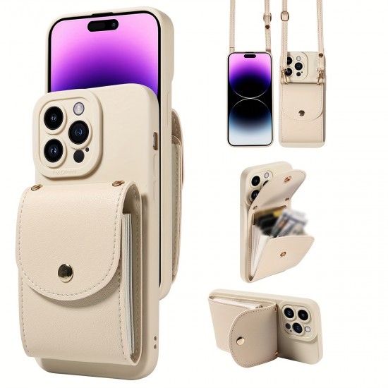 TP-110 Луксозен Кейс за Samsung S24 с връзка и портфейл - Бял