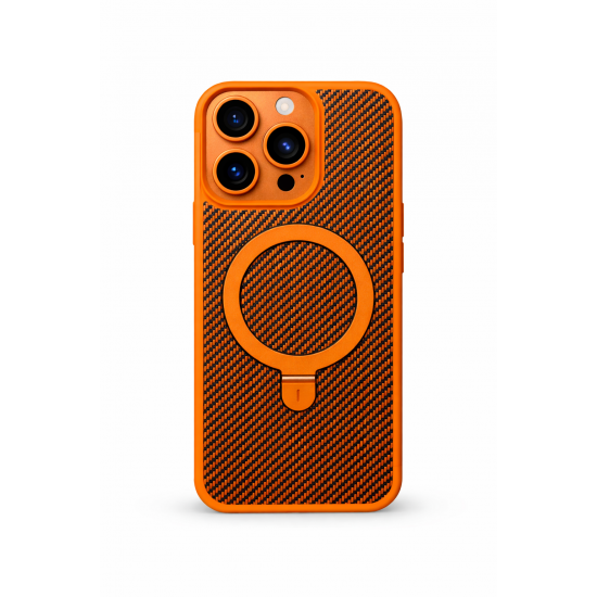 Premium Carbon MagSafe Case TP-100 за iPhone 17 - Оранжев